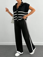 Stripe Polo Neck Sweater & Pants