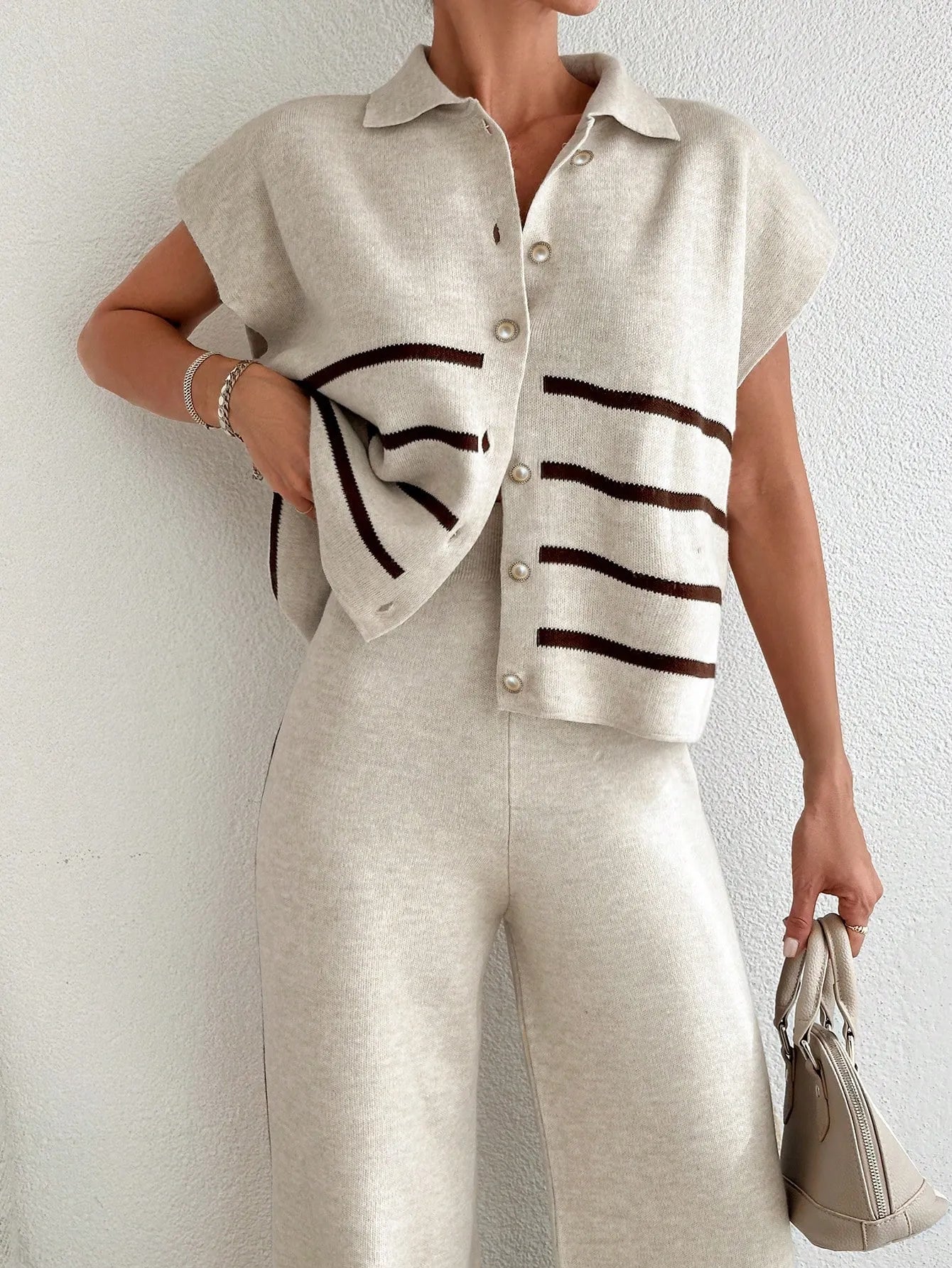 Stripe Polo Neck Sweater & Pants