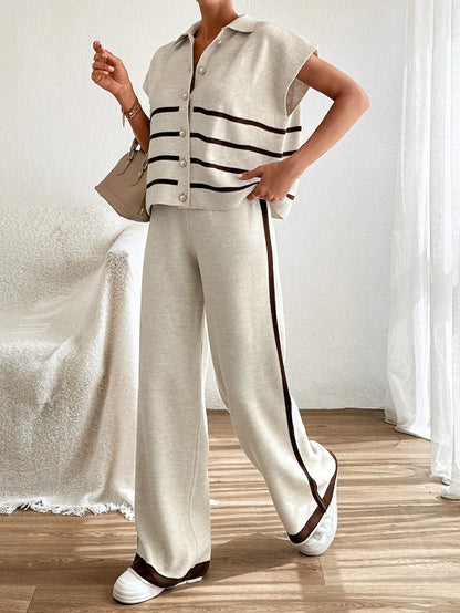 Stripe Polo Neck Sweater & Pants
