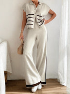 Stripe Polo Neck Sweater & Pants