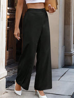 Casual Commute Wrap-Front Wide-Leg Pants