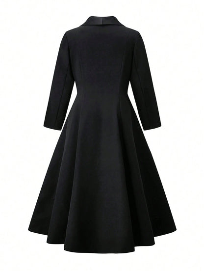 Shawl Collar Open Front Long Jacket