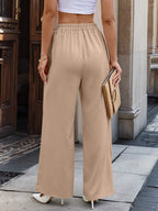Casual Commute Wrap-Front Wide-Leg Pants