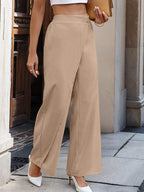 Casual Commute Wrap-Front Wide-Leg Pants