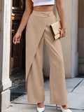 Casual Commute Wrap-Front Wide-Leg Pants