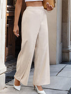 Casual Commute Wrap-Front Wide-Leg Pants