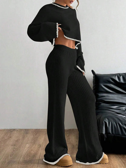 Casual Trim Sweater 2pcs/Set