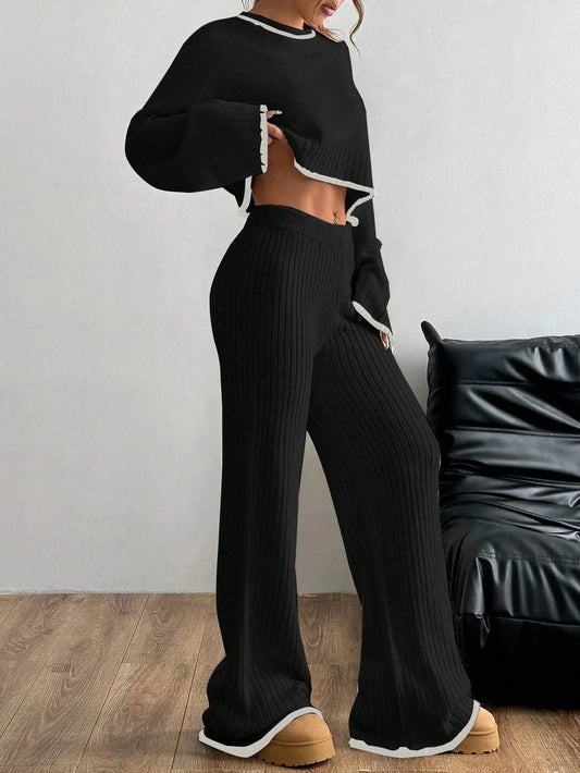 Casual Trim Sweater 2pcs/Set