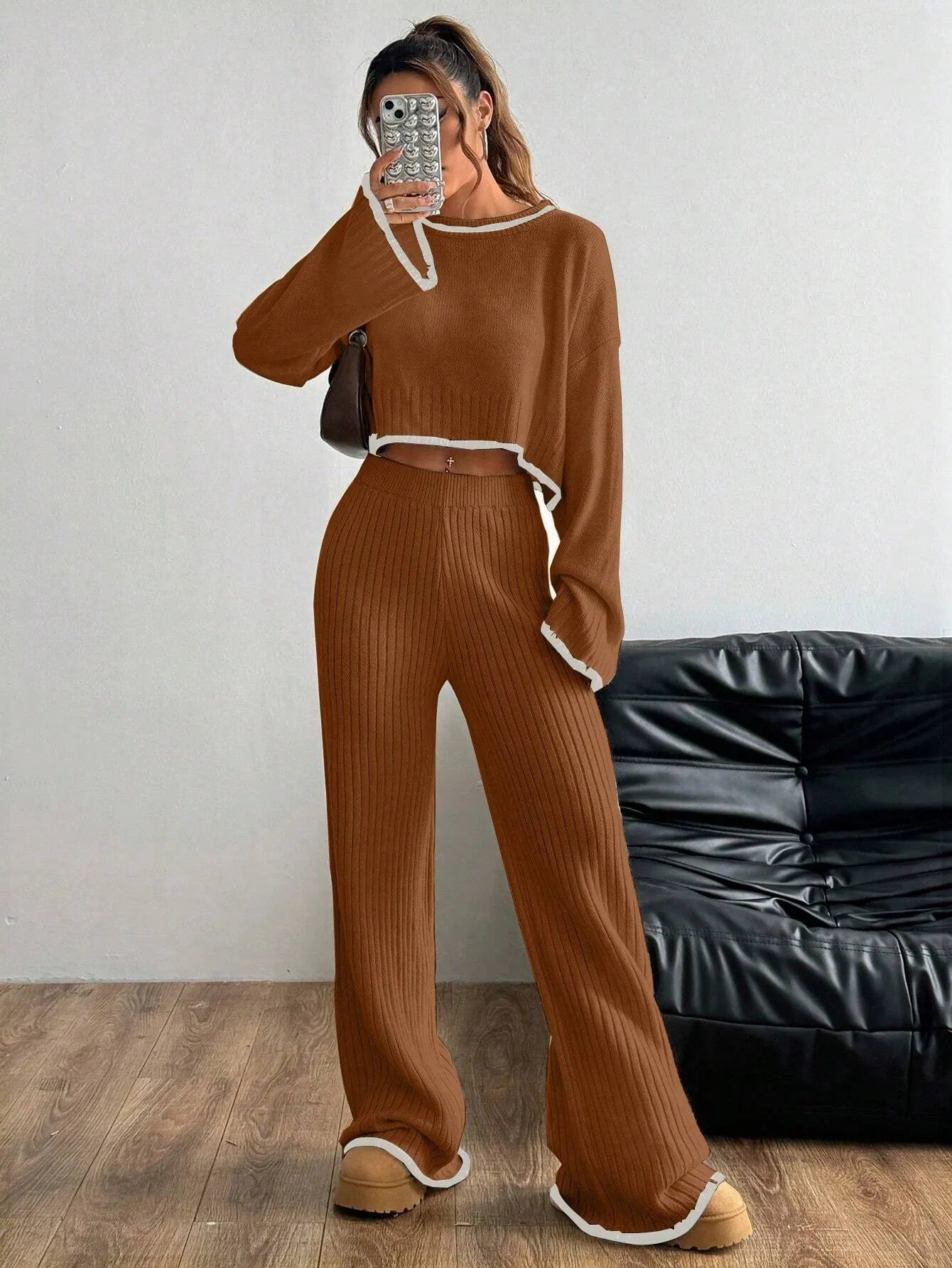 Casual Trim Sweater 2pcs/Set