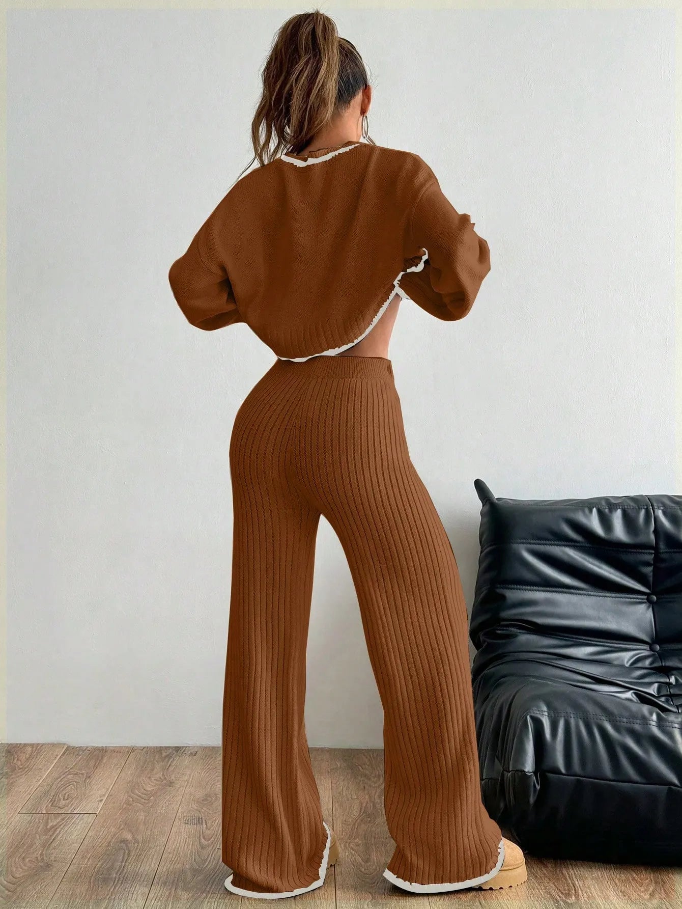 Casual Trim Sweater 2pcs/Set