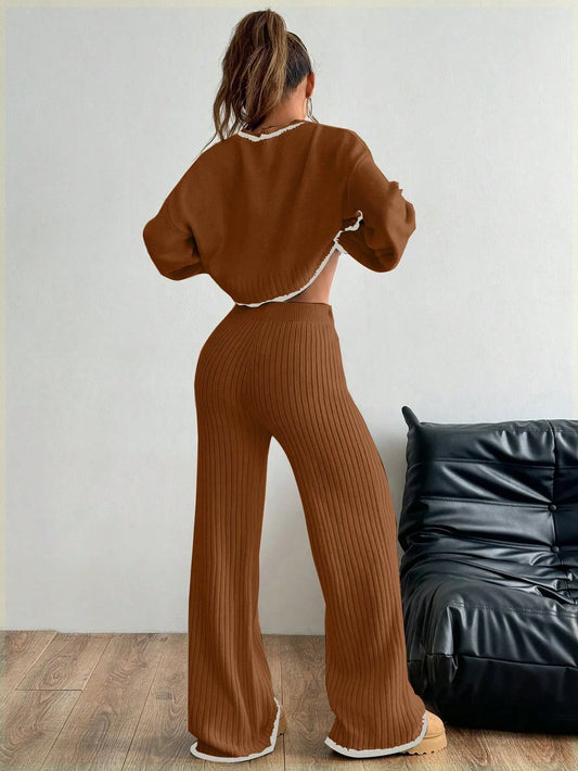 Casual Trim Sweater 2pcs/Set