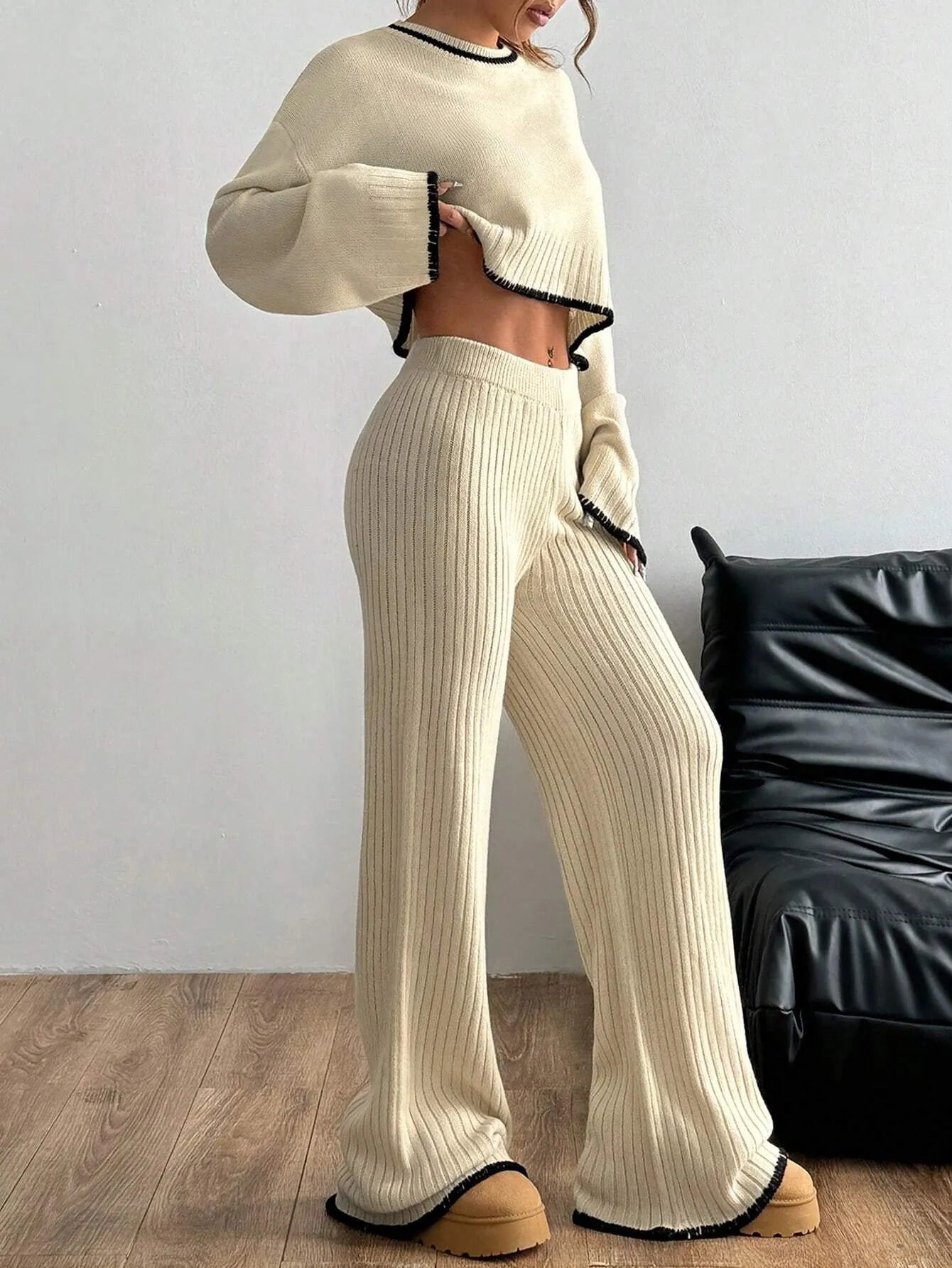 Casual Trim Sweater 2pcs/Sets