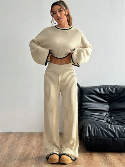 Casual Trim Sweater 2pcs/Sets