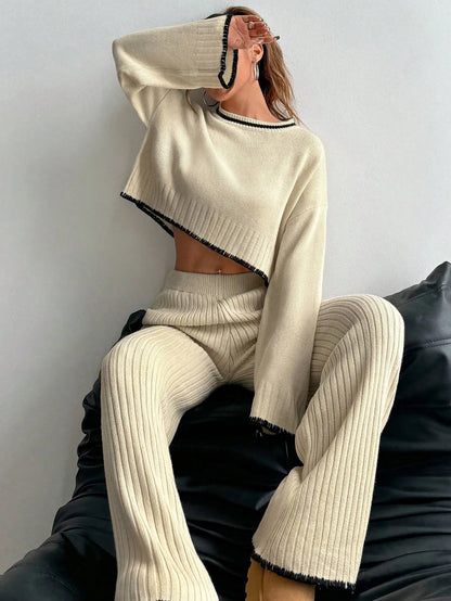 Casual Trim Sweater 2pcs/Sets
