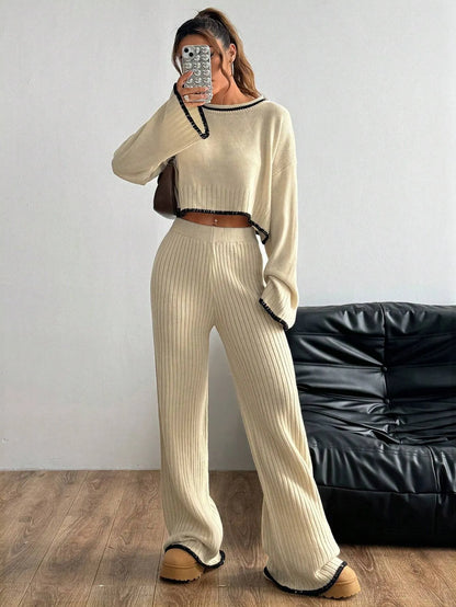 Casual Trim Sweater 2pcs/Sets