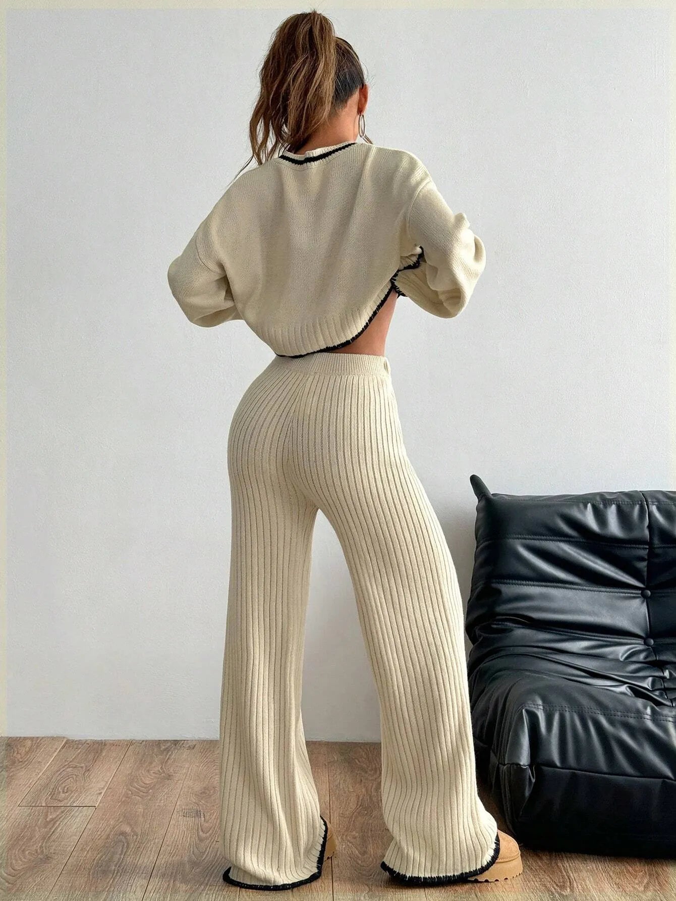 Casual Trim Sweater 2pcs/Sets