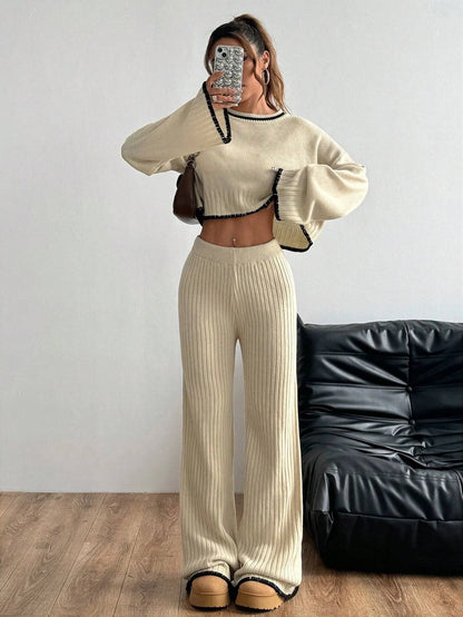 Casual Trim Sweater 2pcs/Sets