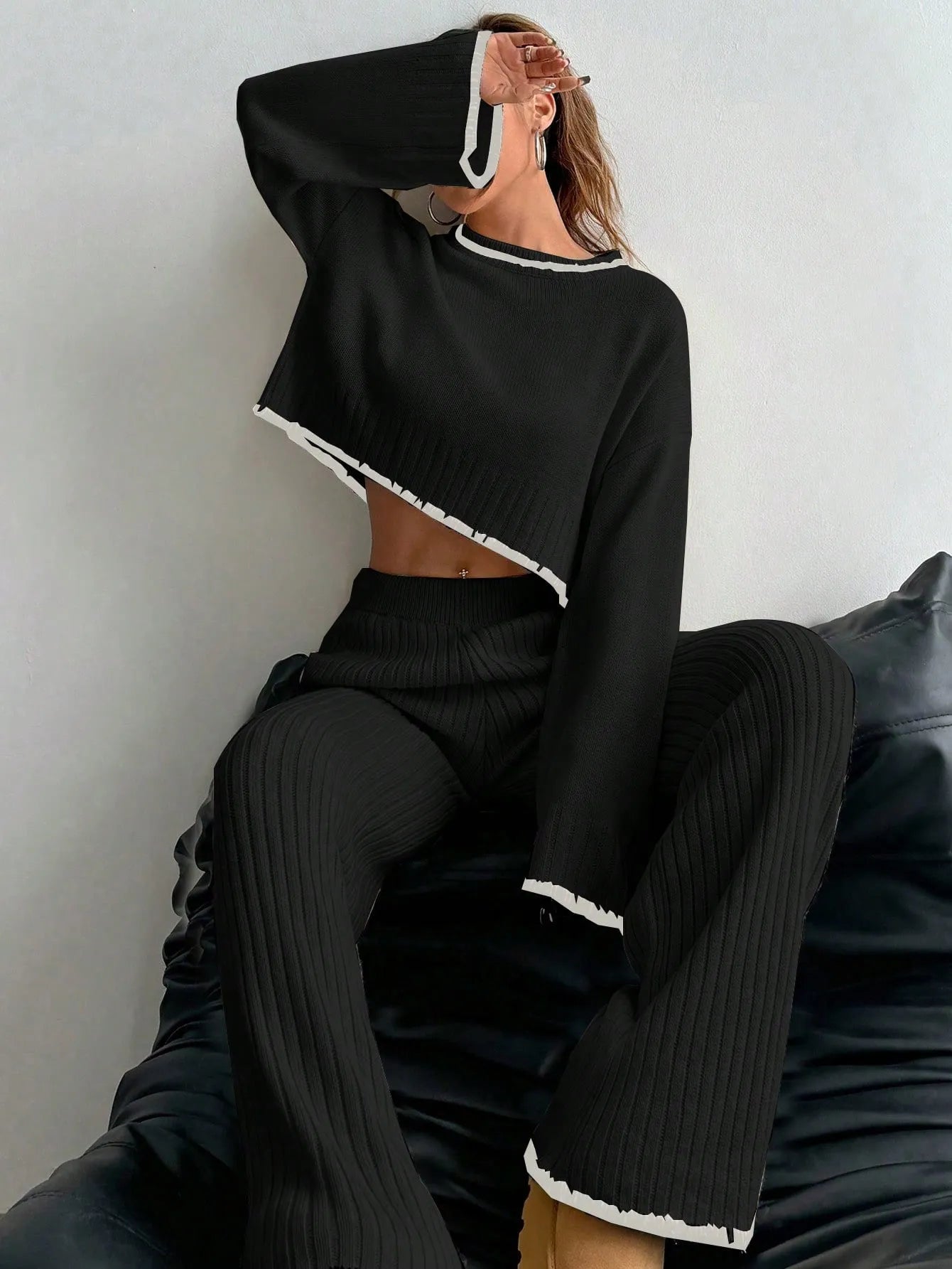 Casual Trim Sweater 2pcs/Set