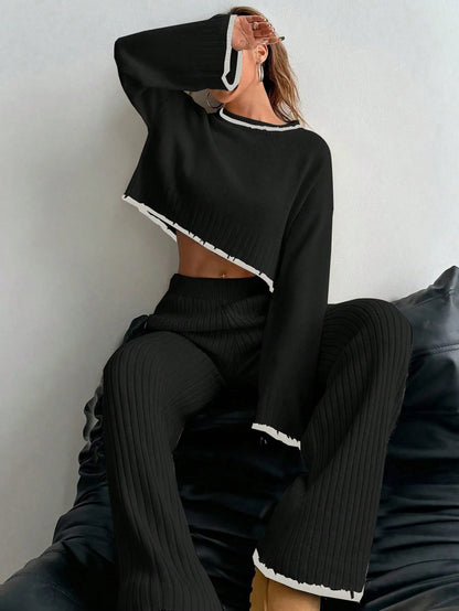 Casual Trim Sweater 2pcs/Set
