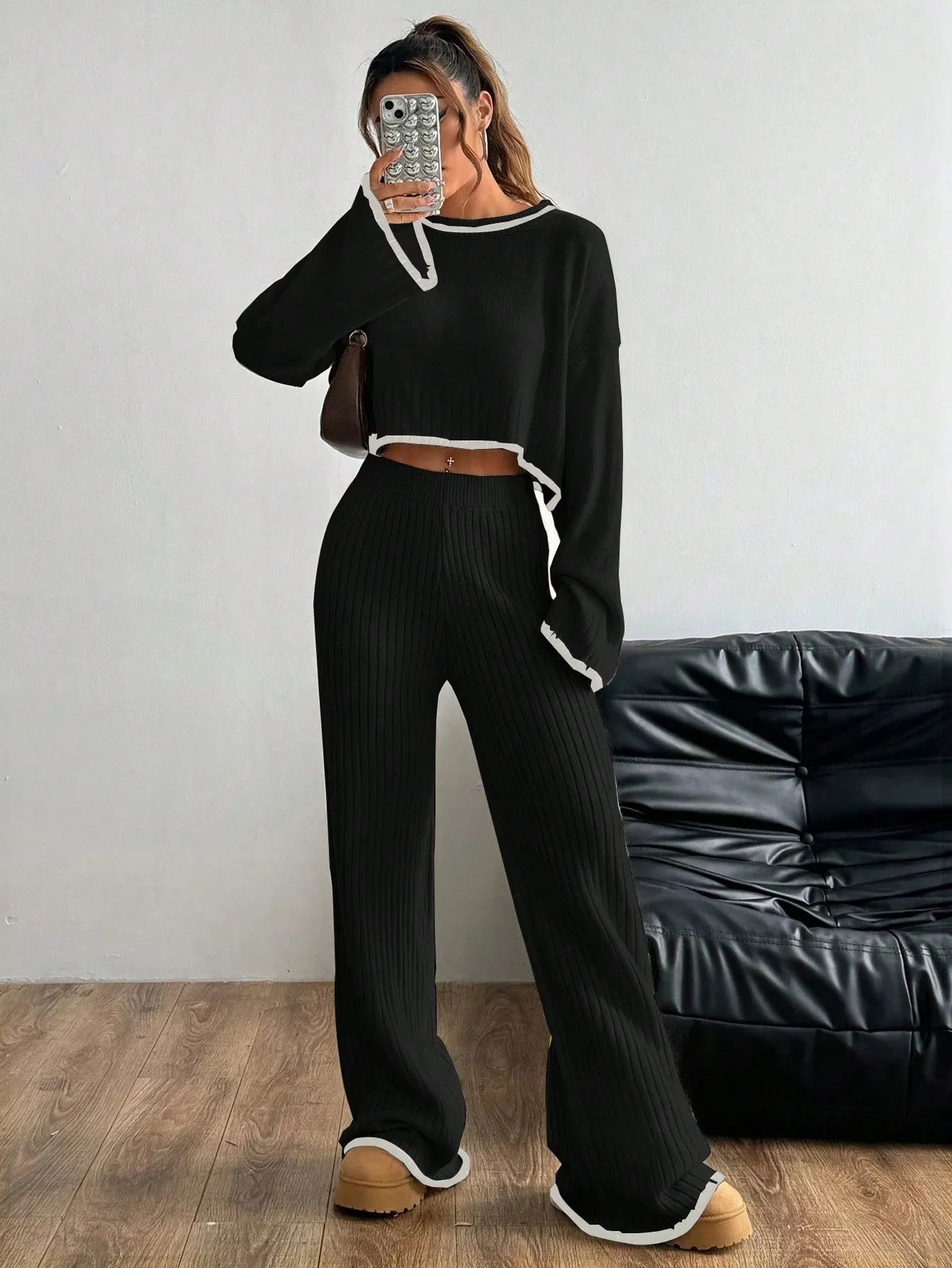 Casual Trim Sweater 2pcs/Set