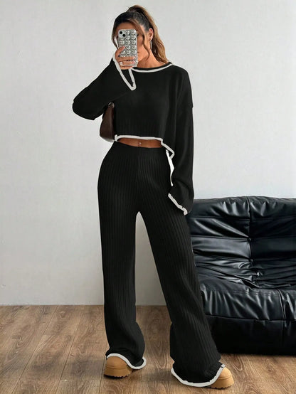 Casual Trim Sweater 2pcs/Set