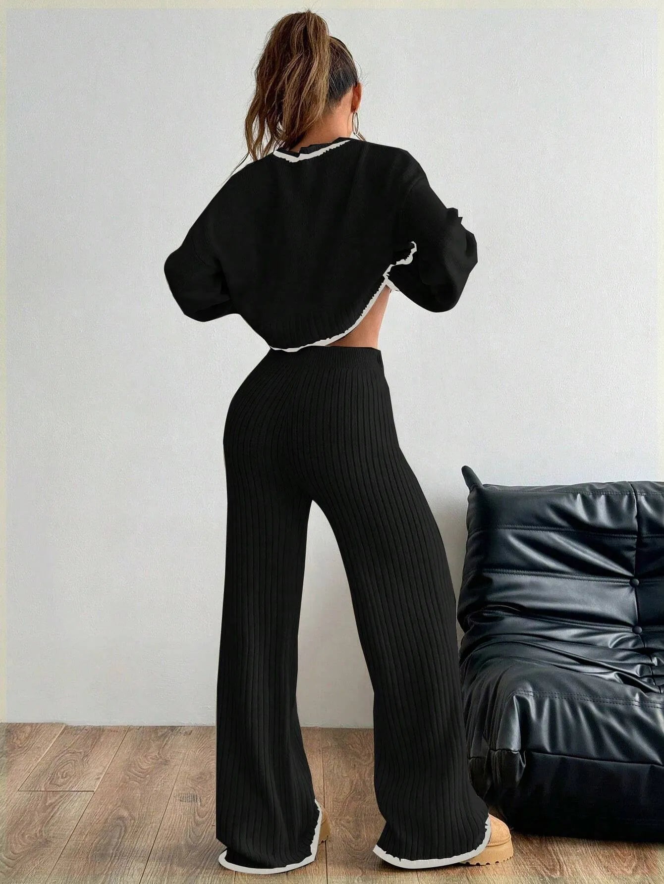 Casual Trim Sweater 2pcs/Set