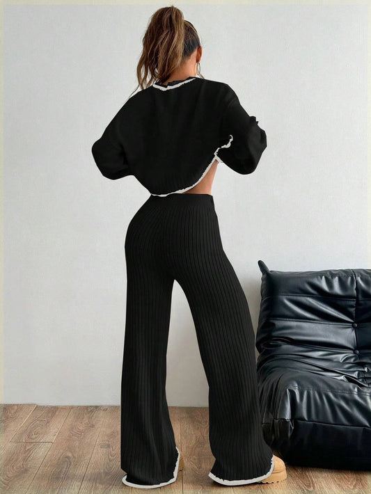 Casual Trim Sweater 2pcs/Set