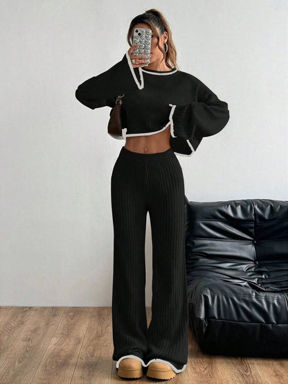 Casual Trim Sweater 2pcs/Set