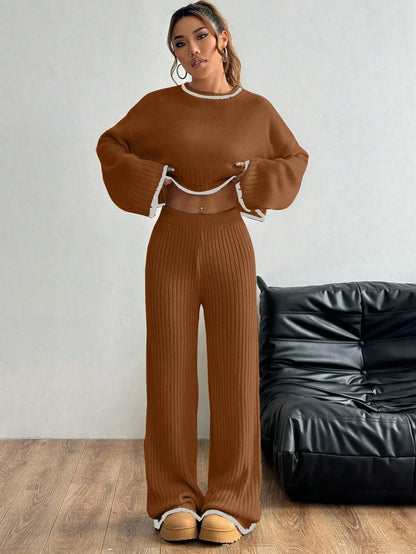 Casual Trim Sweater 2pcs/Set