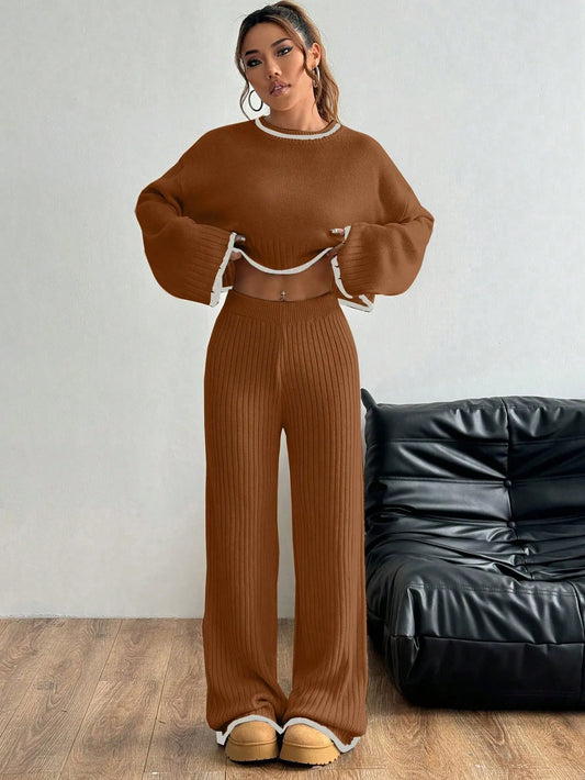 Casual Trim Sweater 2pcs/Set