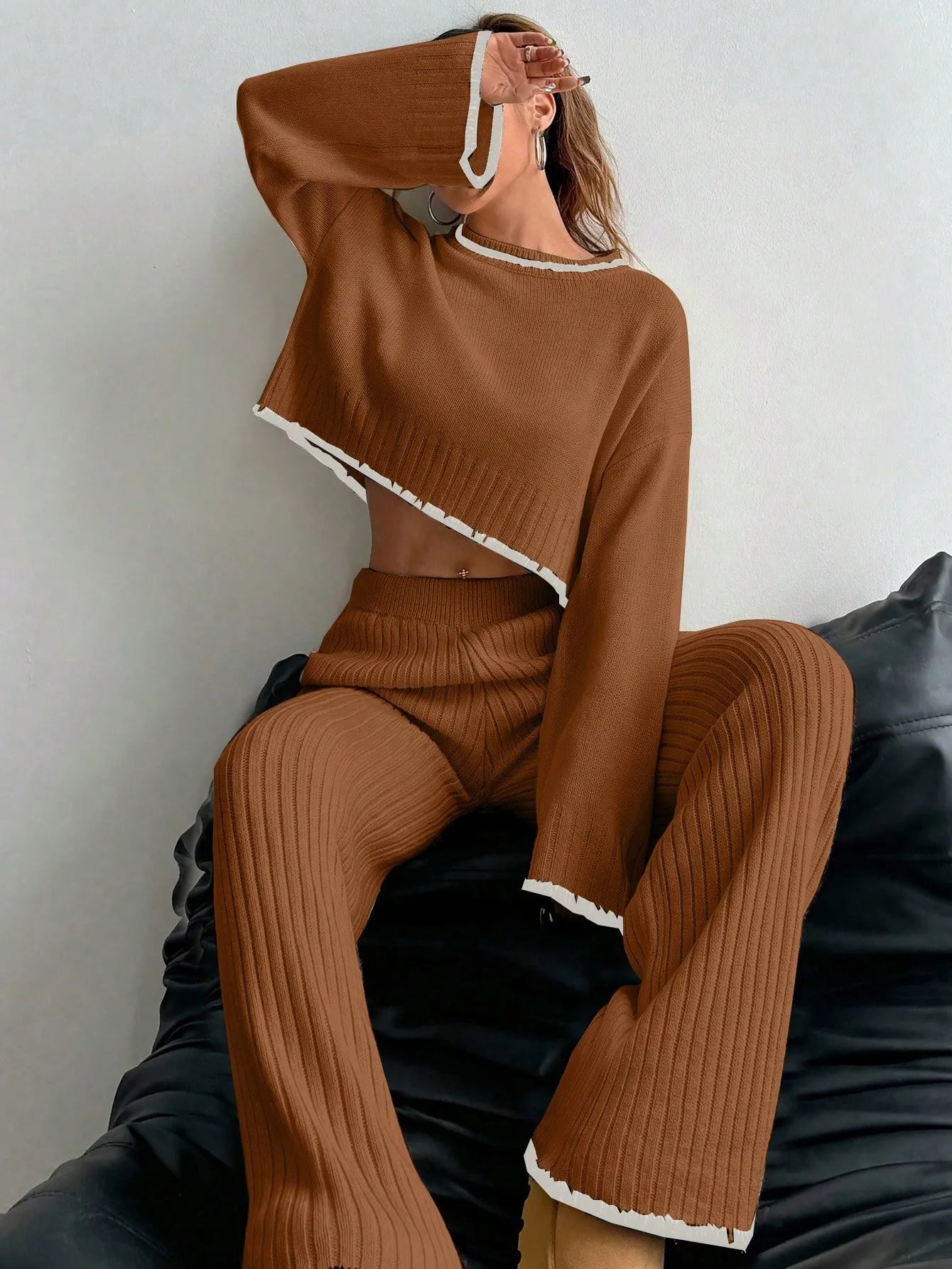 Casual Trim Sweater 2pcs/Set