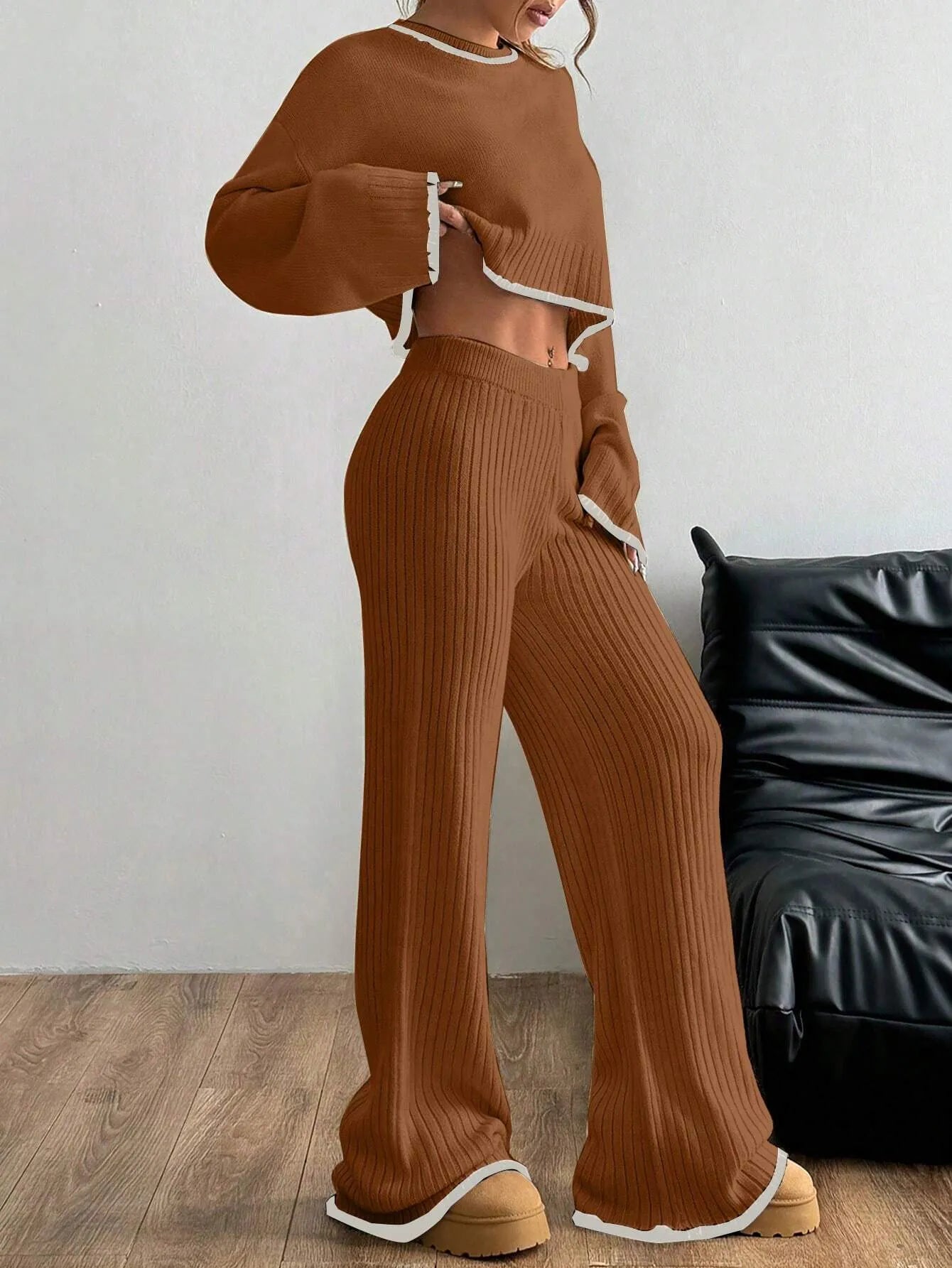 Casual Trim Sweater 2pcs/Set
