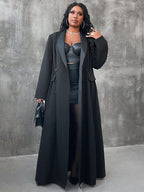 Shawl Collar Open Front Long Jacket
