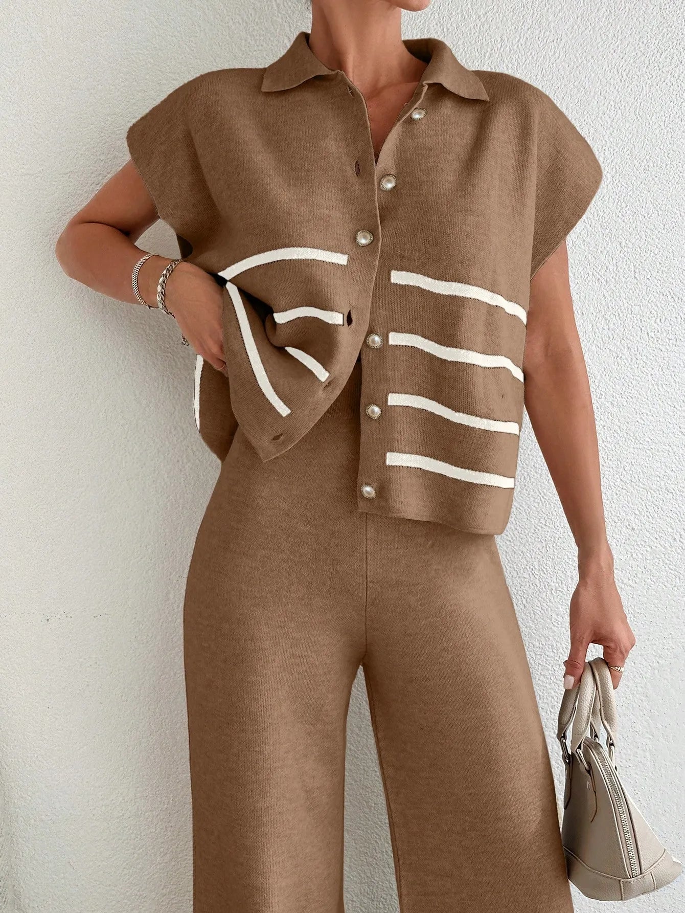 Stripe Polo Neck Sweater & Pants
