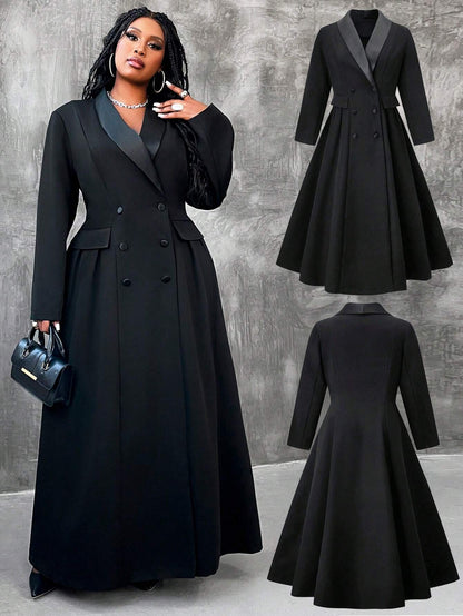 Shawl Collar Open Front Long Jacket