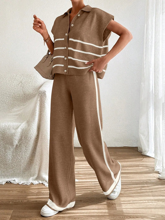 Stripe Polo Neck Sweater & Pants