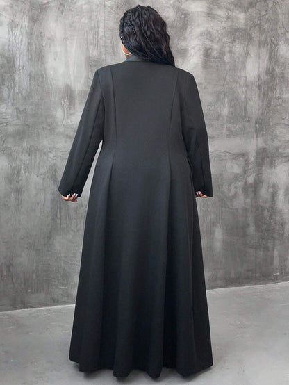 Shawl Collar Open Front Long Jacket