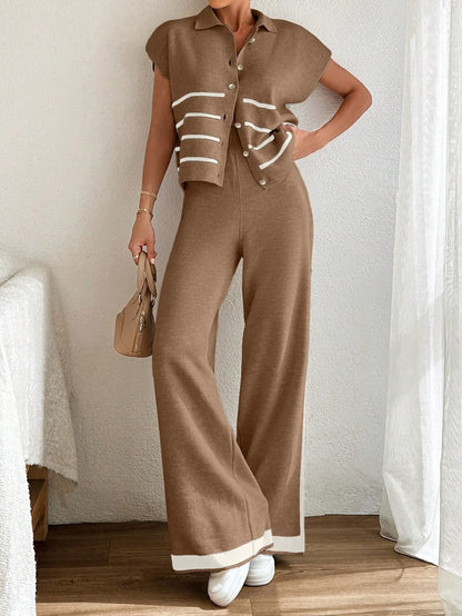 Stripe Polo Neck Sweater & Pants