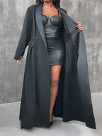 Shawl Collar Open Front Long Jacket