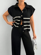 Stripe Polo Neck Sweater & Pants