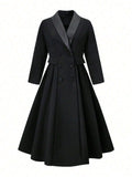 Shawl Collar Open Front Long Jacket
