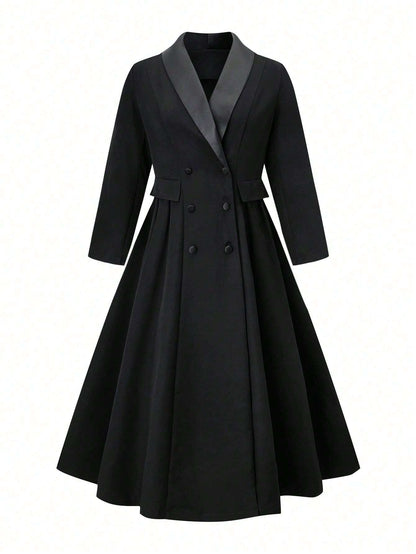 Shawl Collar Open Front Long Jacket