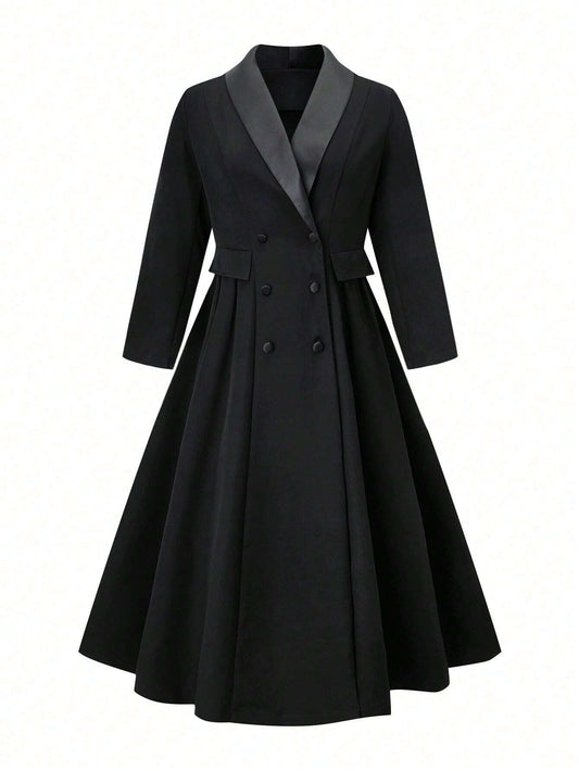 Shawl Collar Open Front Long Jacket
