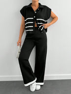 Stripe Polo Neck Sweater & Pants