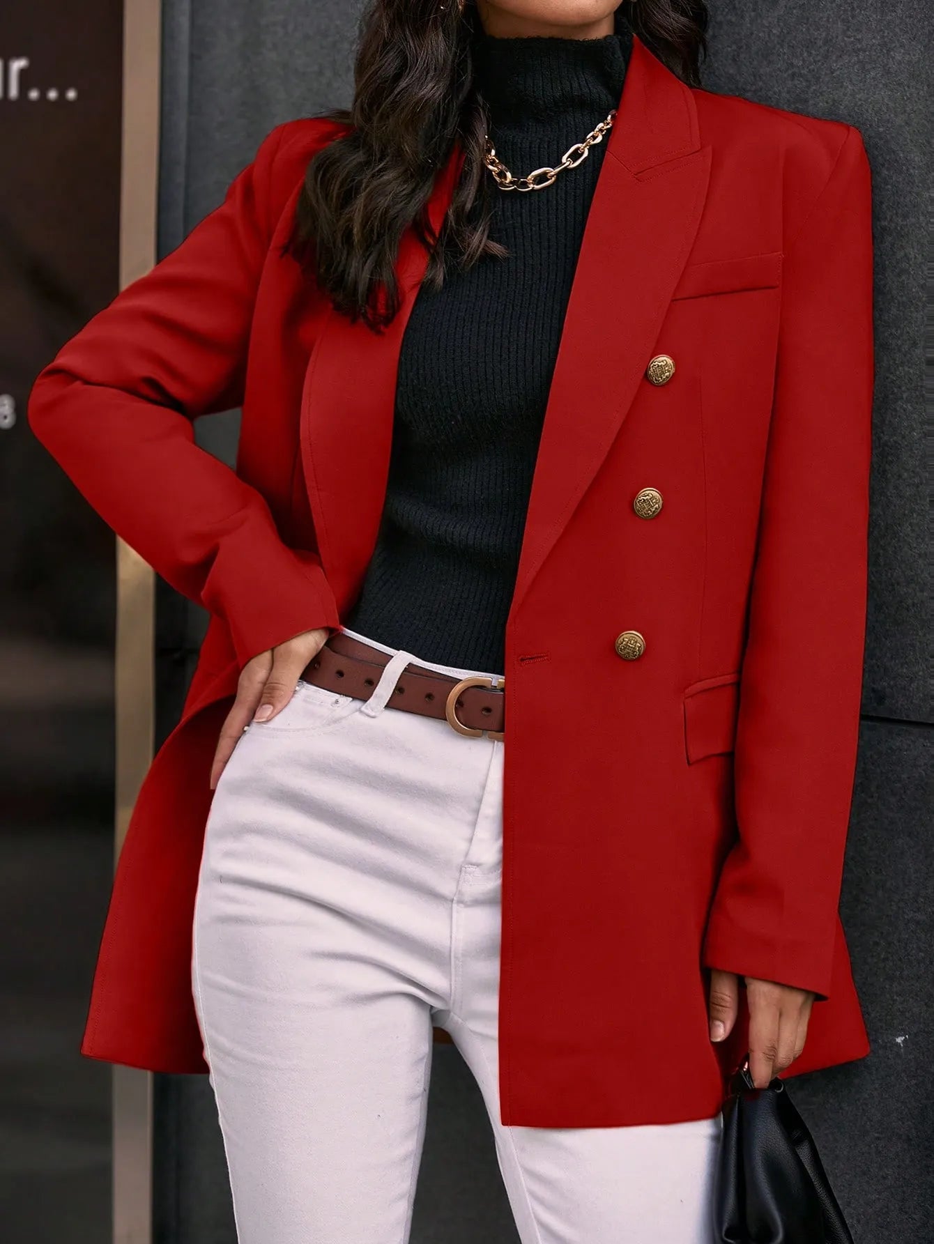 Casual Lapel Neck Double Breasted Blazer