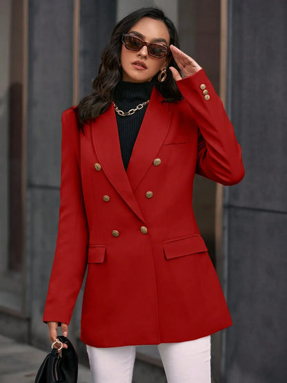 Casual Lapel Neck Double Breasted Blazer