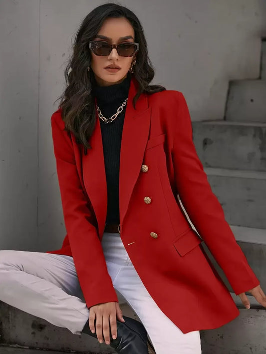 Casual Lapel Neck Double Breasted Blazer