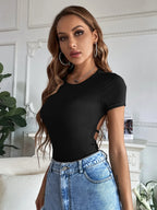 Rib-knit Tie Back Bodysuit