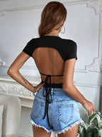 Rib-knit Tie Back Bodysuit