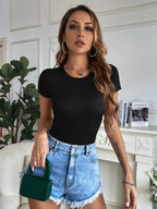 Rib-knit Tie Back Bodysuit